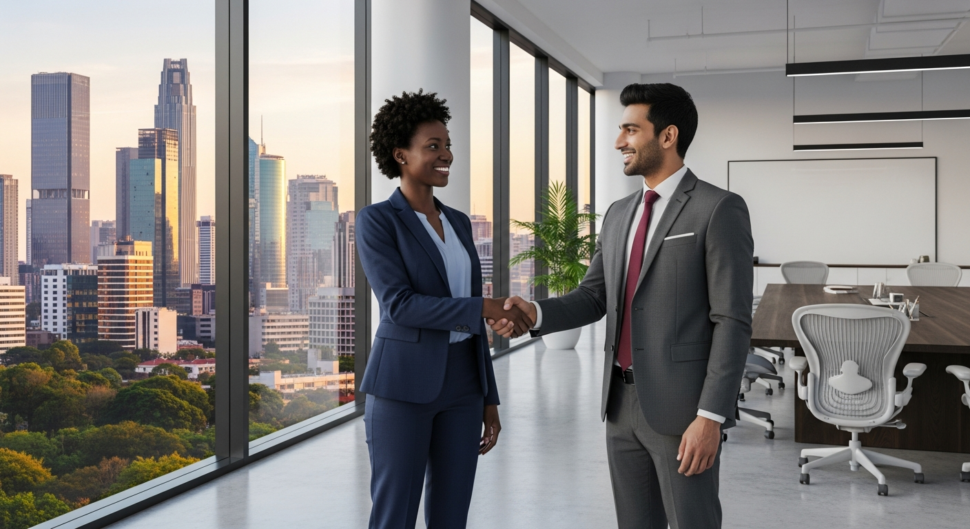 Business professionals collaborating